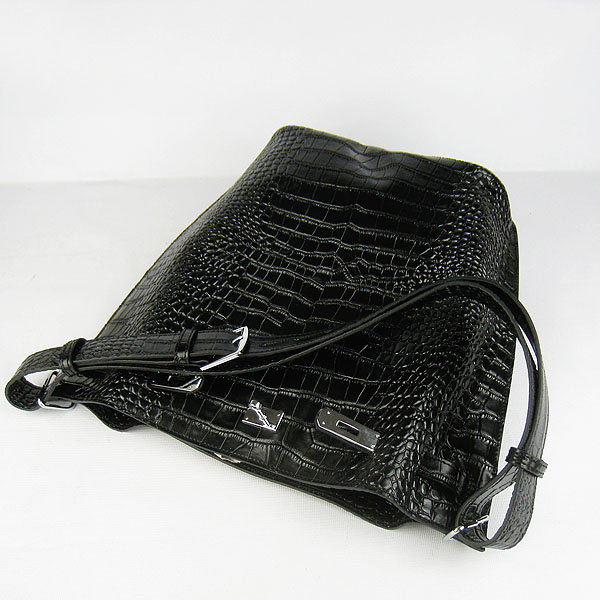 Replica Hermes Jypsiere 34 Togo Crocodile Leather Messenger Bag Black H2804 - 1:1 Copy